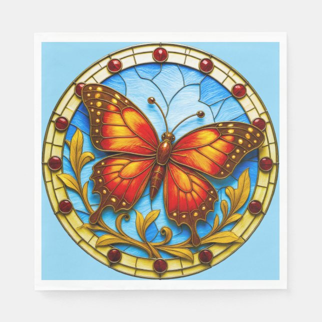 Stained glass window butterfly napkins (Front)