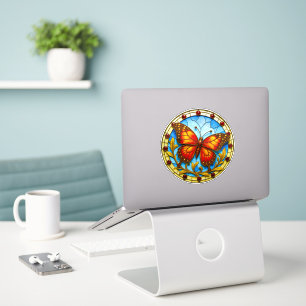 Stained glass window butterfly sticker