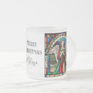Stained Glass Window Christmas Angel Red And Green
