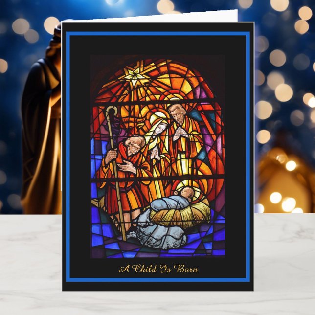 Stained Glass Window Christmas Nativity Holiday Card (Creator Uploaded)