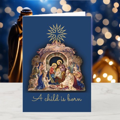 Stained Glass Window Christmas Nativity Holiday Card