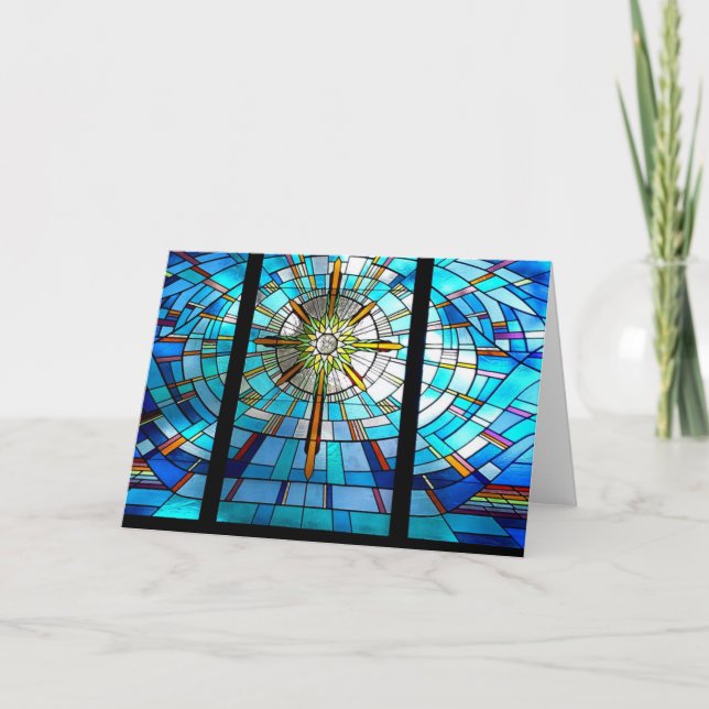 stained glass window, cross card (Front)