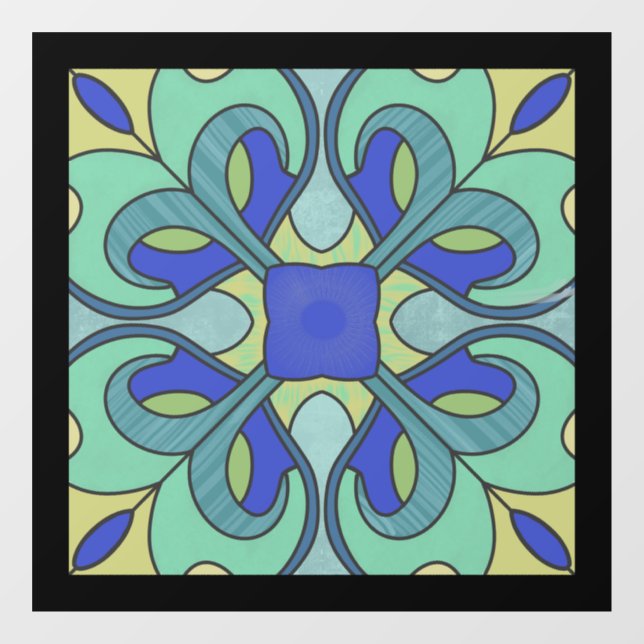 Stained Glass Window Decal Aqua One (Sheet)