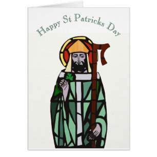 Stained Glass Window Design of St Patrick Cards