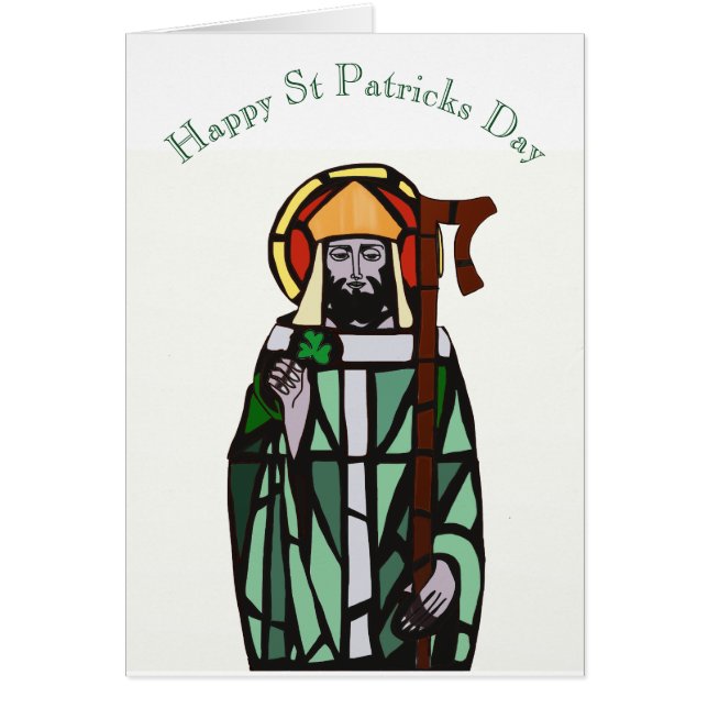 Stained Glass Window Design of St Patrick Cards (Front)