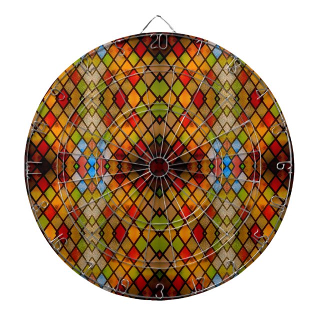 Stained Glass Window Diamond Pattern  Dart Board (Front)