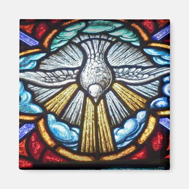 Stained Glass Window Dove Magnet (Front)