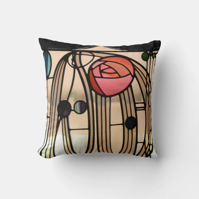 Stained Glass Window, Hill House by Mackintosh Throw Pillow (Front)