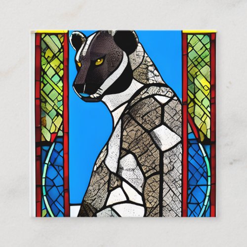Stained Glass Window Illustration of Black Panter Square Business Card
