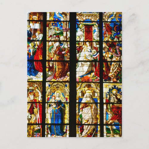 Stained Glass Window in Cologne Cathedral Germany Postcard