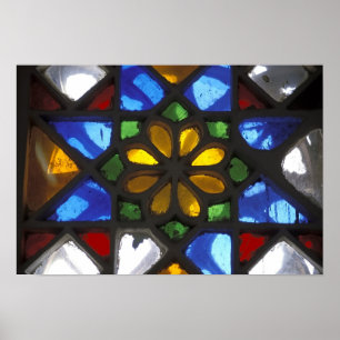 Stained glass window inside the National Poster