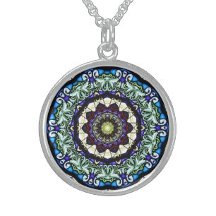 Stained Glass Window Kaleidoscope10 Necklace