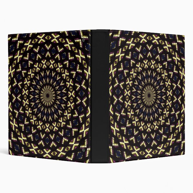 Stained Glass Window Kaleidoscope 11 3 Ring Binder (Background)