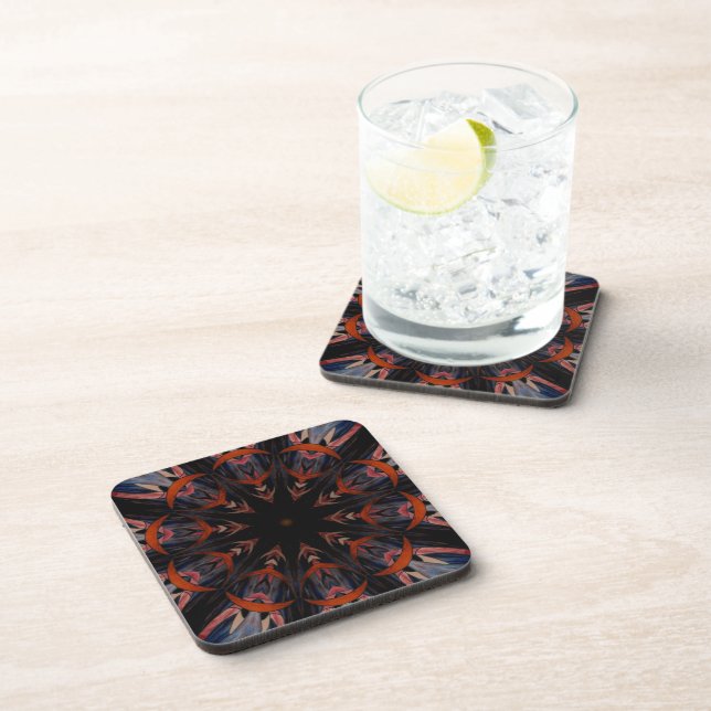 Stained Glass Window Kaleidoscope 12 Drink Coaster (Right Side)