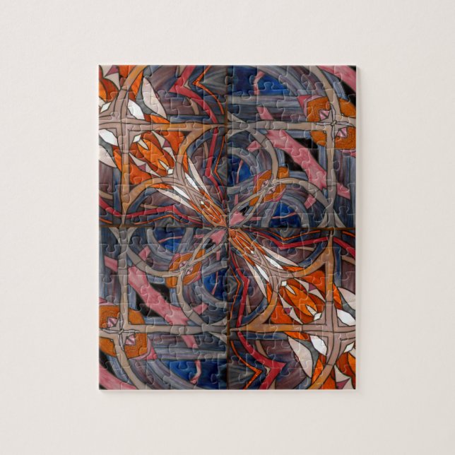 Stained Glass Window Kaleidoscope 18 Jigsaw Puzzle (Vertical)