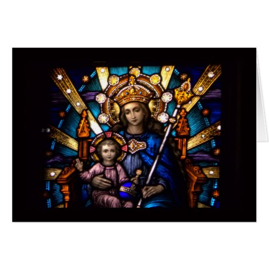 Stained Glass Window Madonna & Child Cards (Front Horizontal)