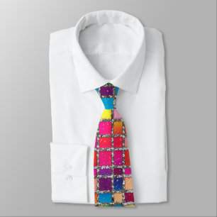 Stained Glass Window Multicolour Pattern Neck Tie