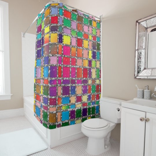 Stained Glass Window Multicolour Shower Curtain | Zazzle.com