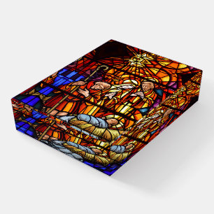 Stained Glass Window Nativity Christmas Gift Paperweight