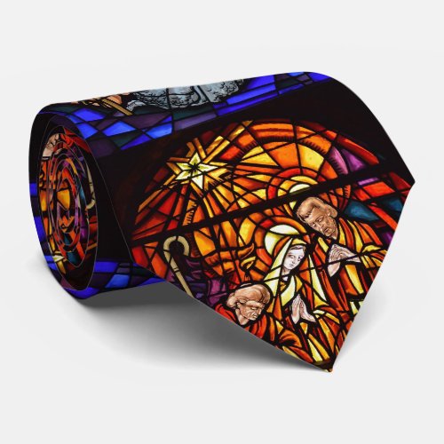 Stained Glass Window Nativity Gift For Dad Neck Tie