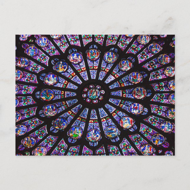 Stained Glass Window, Notre Dame, Paris Postcard (Front)