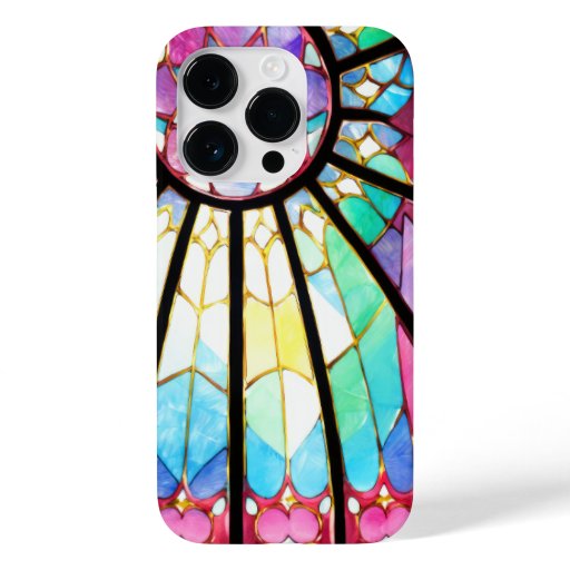Stained glass window pink blue green Case-Mate iPhone 14 pro case