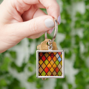 Stained Glass Window Rainbow Colors Keychain