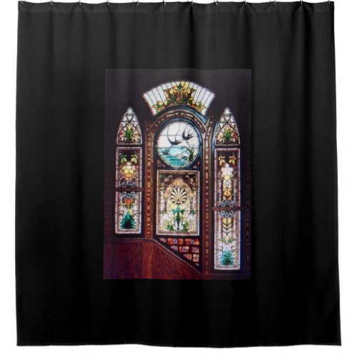 STAINED GLASS WINDOW SHOWER CURTAIN