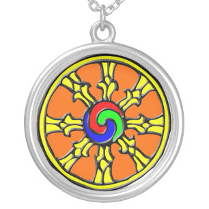 Stained Glass Window Silver Plated Necklace