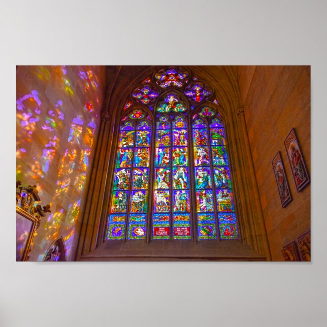 Stained Glass Window, St. Vitus Cathedral, Prague Poster (Front)