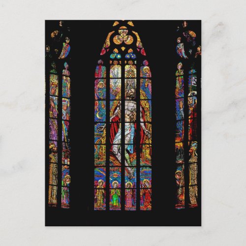 Stained Glass Window St Vituss CathedralPrague Postcard