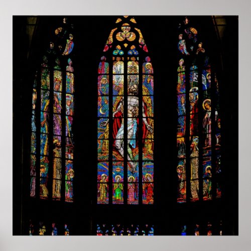 Stained Glass Window St Vituss CathedralPrague Poster