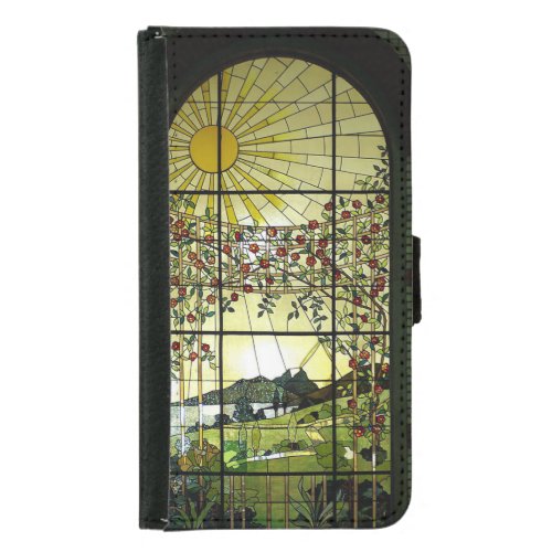 Stained Glass Window Sunrise Garden Samsung Galaxy S5 Wallet Case