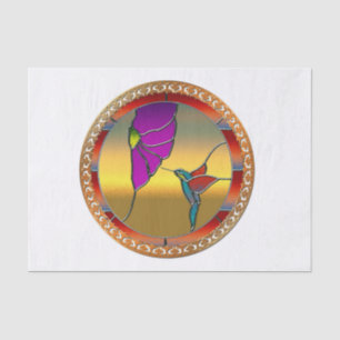 Stained Glass Window Turquoise Hummingbird Tissue Paper