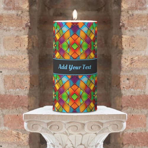 Stained Glass Window _ Uplifting Colors _ add Text Pillar Candle