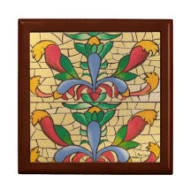 Stained Glass Window Wooden Jewelry Keepsake Box