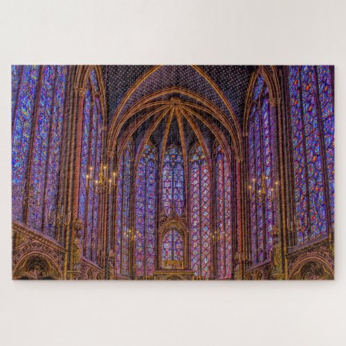 Stained glass windows in Sainte_Chapelle in Paris Jigsaw Puzzle