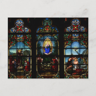 Stained Glass Windows Notre Dame Paris  Cathedral Postcard