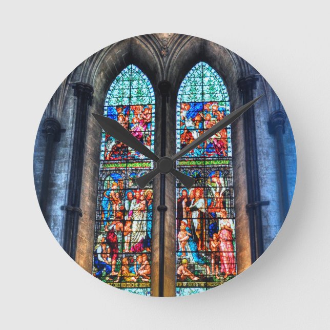Stained Glass Windows, Salisbury Cathedral, UK Round Clock (Front)