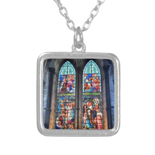 Stained Glass Windows Salisbury Cathedral UK Silver Plated Necklace