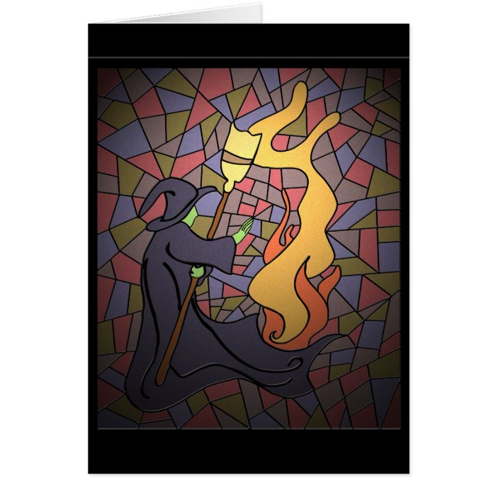 Stained Glass Witch Greetings Cards