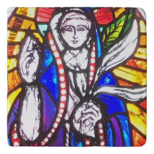 Stained Glass with Religious Figure Church Kitchen Trivet