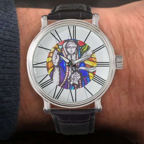 Stained Glass with Roman Numerals Design Watch