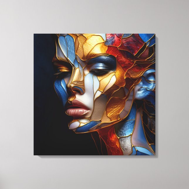 Stained Glass Woman - Harmony In Glass And Skin Canvas Print (Front)