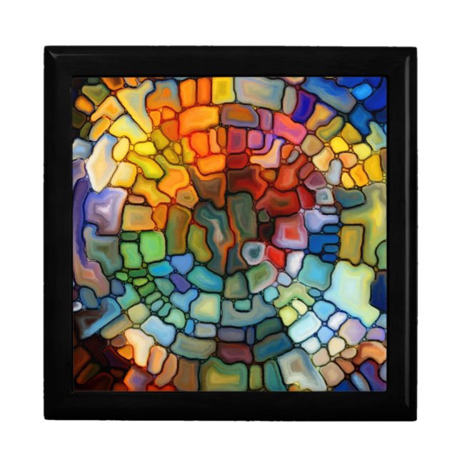 Stained Glass Wooden Jewelry Keepsake Box (Front)