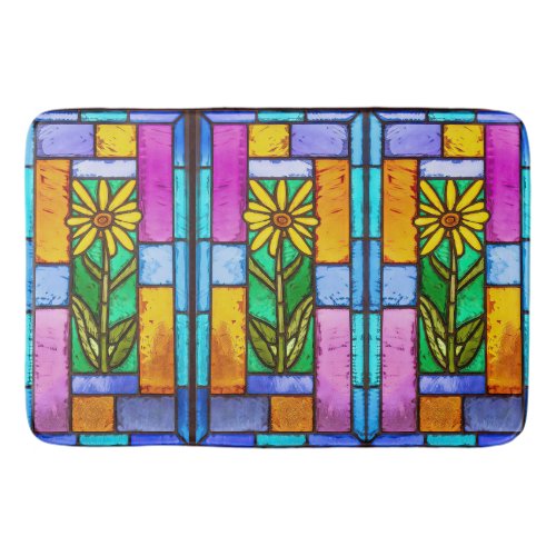 Stained Glass Yellow Daisy Bath Mat