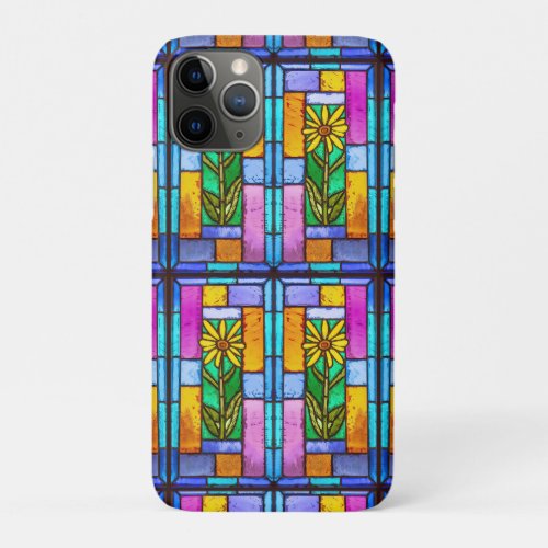 Stained Glass Yellow Daisy iPhone 11 Pro Case