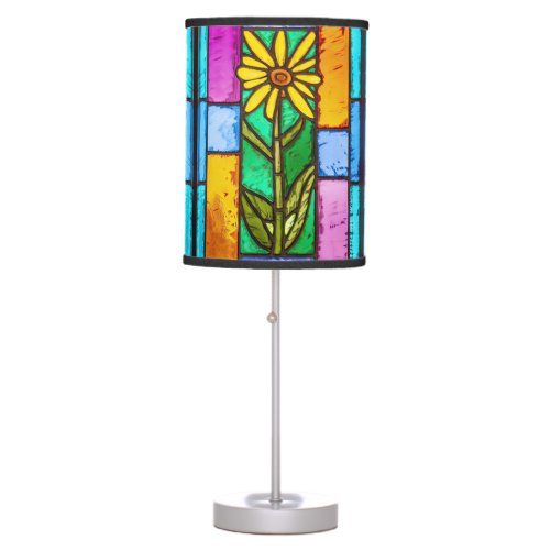 Stained Glass Yellow Daisy Table Lamp