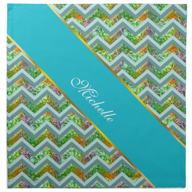 Stained Glass ZigZag Cloth Napkin (Front)