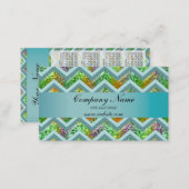Stained Glass Zigzag Pocket 2019 Calendar Business Card (Front/Back)